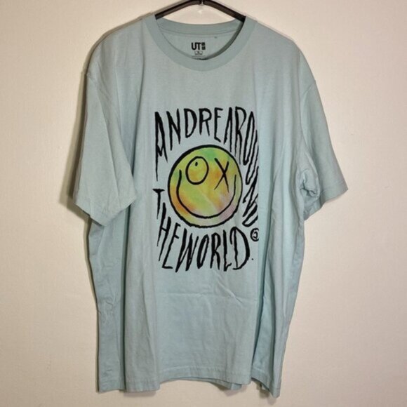 Uniqlo x UT Andre Saraiva Around the World Graphic T Shirt Men's XL Blue Cotton - Picture 1 of 9
